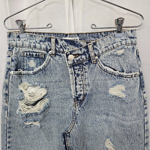 Fashion Nova Denim Skirt Maxi Grunge Distressed Acid Washed XS NWOT - Picture 2 of 11